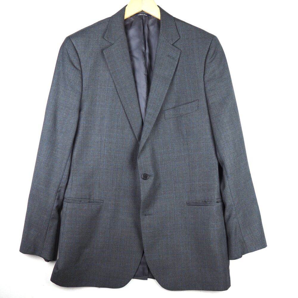 Brooks Brothers Sharkskin Check Suit Jacket Men 42L Gray Wool Blazer Made in USA